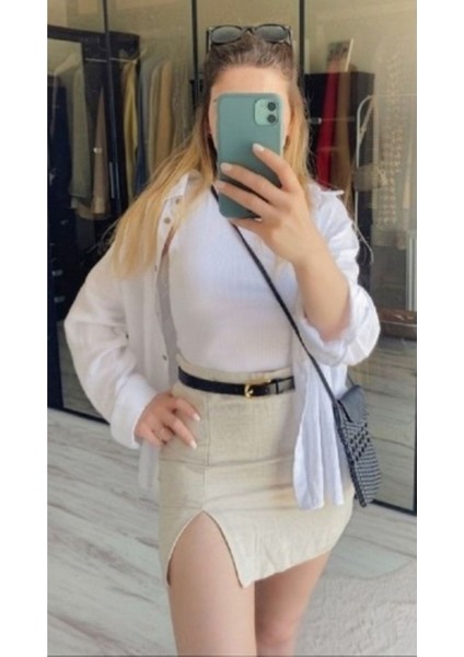 Hakiki Deri Sarı Kadın Kemer En 2cm