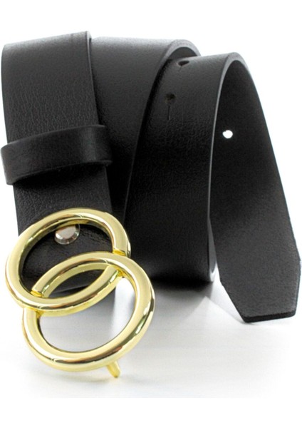 Deri Çift Halka Tokalı Bayan Kemeri 4cm