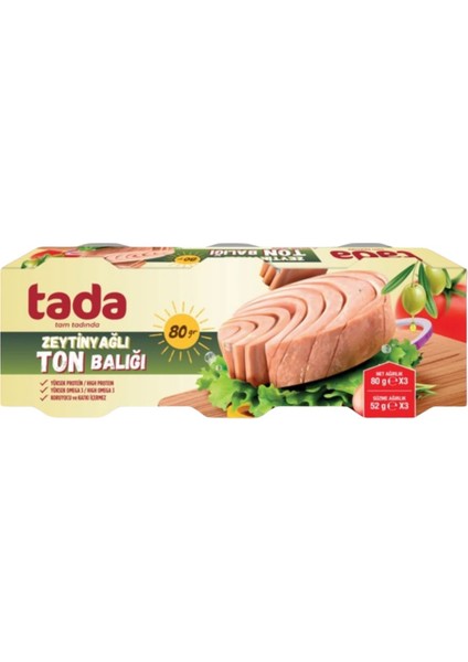 Zeytinyağlı Ton Balığı Konservesi 80 gr 3'lü