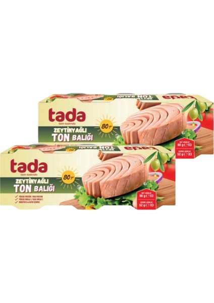 Zeytinyağlı Ton Balığı Konservesi 80 gr 3'lü (2 Adet)