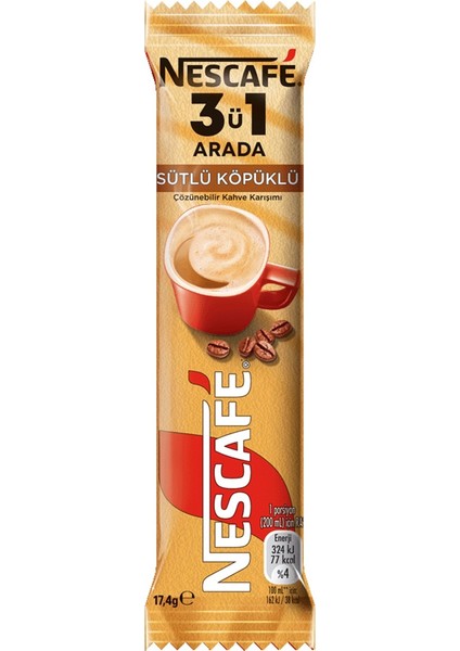 3 Ü 1 Arada Sütlü Köpüklü 17,4 gr 20 Li Paket x 4 Adet