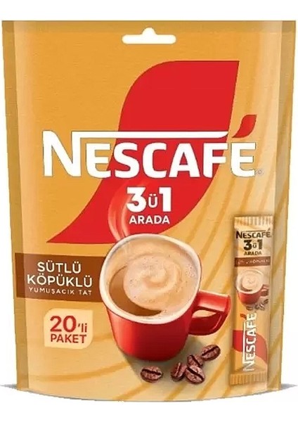 3 Ü 1 Arada Sütlü Köpüklü 17,4 gr 20 Li Paket x 4 Adet
