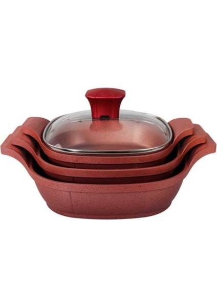 Famos 6 Parça Kendinden Kulplu Cam Kapaklı Döküm Sahan Seti