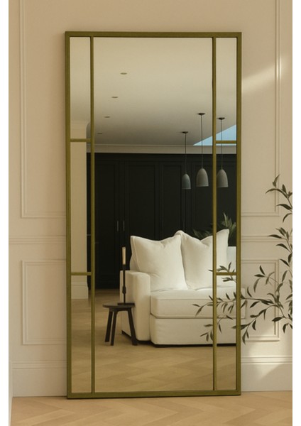 Gold Metal Çerçeveli Modern Dekoratif Boy Aynası - 80 x 180 cm
