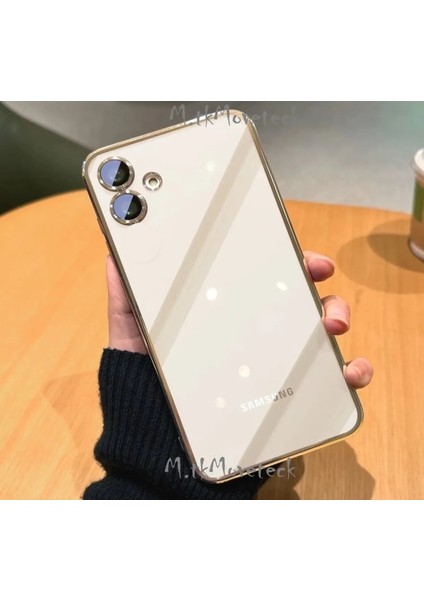 Samsung Galaxy A06 Kılıf Tam Kamera Korumalı Metalik Parlak Renkli Kenarlı Lensli Yumuşak Silikon Arkası Şeffaf