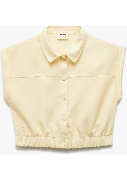 Beli Lastikli Modal Karışımlı Kolsuz Crop Gömlek