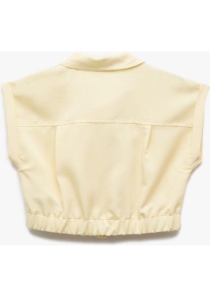 Beli Lastikli Modal Karışımlı Kolsuz Crop Gömlek