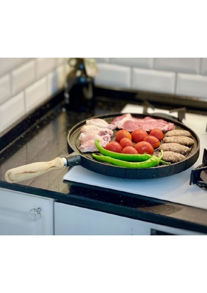 Altunay Hamarat Çift Taraflı Granit Kaplı 35 cm Döküm Gözleme-Grill Tava
