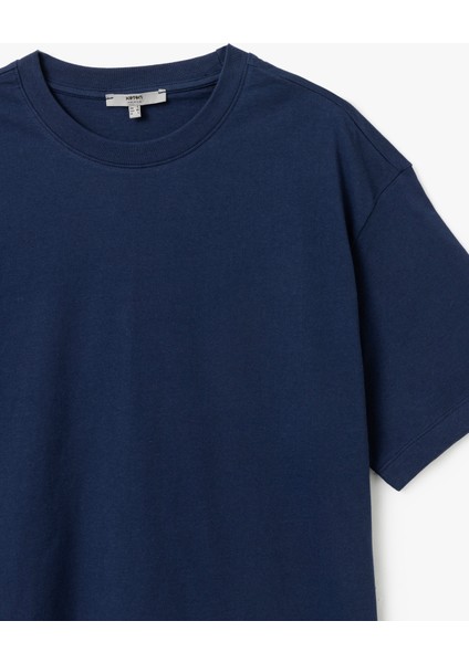 Kısa Kollu Pamuklu Bisiklet Yaka Basic Oversize Tişört modelleri