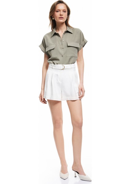 Modal Kumaş Kısa Kollu Klasik Yaka Cep Detaylı Gömlek fiyatları