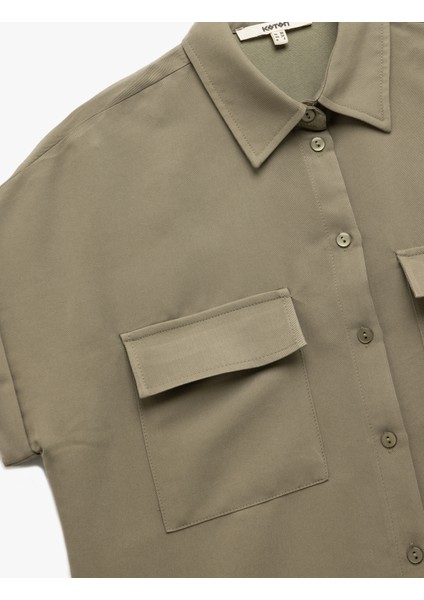 Modal Kumaş Kısa Kollu Klasik Yaka Cep Detaylı Gömlek indirimleri