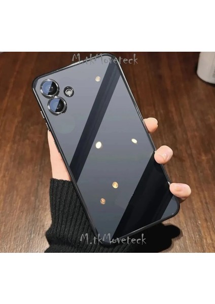 Samsung Galaxy A06 Kılıf Tam Kamera Korumalı Metalik Parlak Renkli Kenarlı Lensli Yumuşak Silikon Arkası Şeffaf
