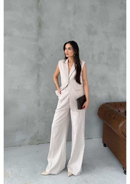 Woman's Taş Keten Yelek ve Pantolon Takım fiyatları