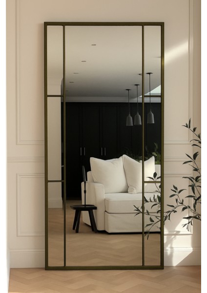 Eskitme Metal Çerçeveli Modern Dekoratif Boy Aynası - 80 x 180 cm