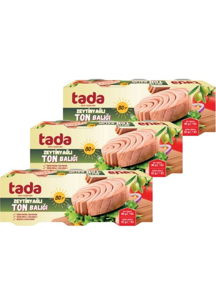 Zeytinyağlı Ton Balığı Konservesi 80 gr 3'lü (3 Adet)