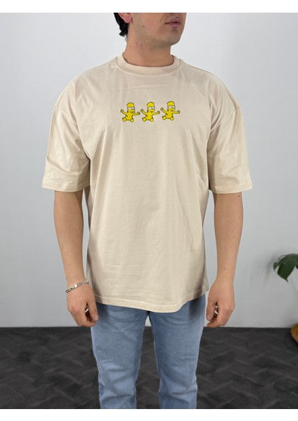 Oversize Ünisex Simpson Nakışlı T-Shirt