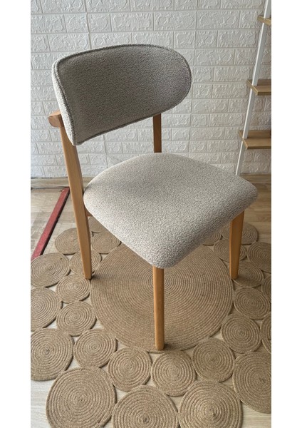 Concept Polo Sandalye Teddy Krem Kahve Desenli Kumaş Naturel Ahşap Sandalye fiyatları