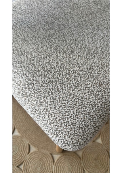 Concept Polo Sandalye Teddy Krem Kahve Desenli Kumaş Naturel Ahşap Sandalye modelleri