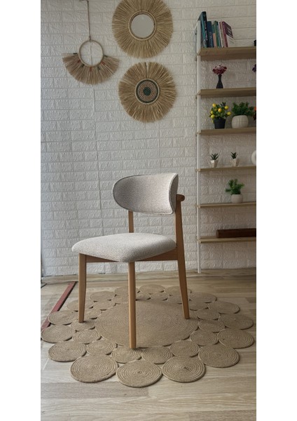 Concept Polo Sandalye Teddy Krem Kahve Desenli Kumaş Naturel Ahşap Sandalye fırsatları