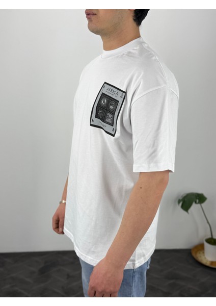 T&m Vertino Mitoloji Baskılı Oversize Beyaz T-Shirt