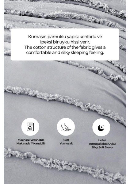 Pamuklu Echos Yatak Örtüsü Takımı Günlük Tek Kişilik 2 Parça Dolgulu El Işi