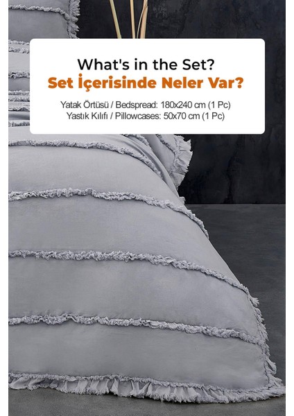 Pamuklu Echos Yatak Örtüsü Takımı Günlük Tek Kişilik 2 Parça Dolgulu El Işi