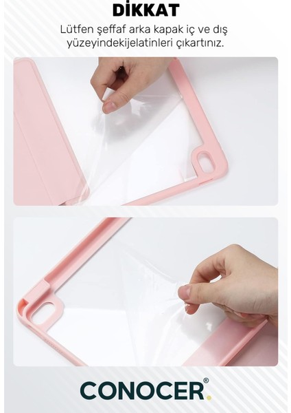Apple iPad 11 A16 2025 10. Nesil 10.9 Tablet Kılıfı Kalem Bölmeli, Uyku Modlu, Katlanır, Tri Folding Stand