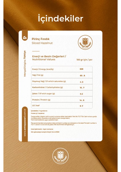 ANTEP PAZARI Pirinç Taneli Kavrulmuş Fındık 200 gr