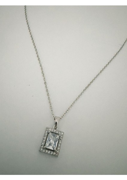 Zirkon Tasli Çelik Baget Kolye