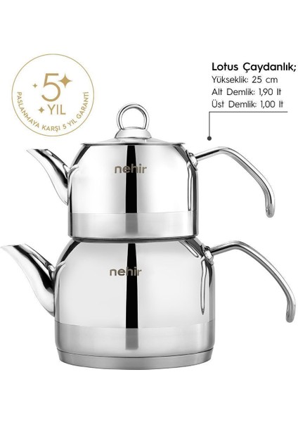 Lotus Midi Orta Boy Paslanmaz Çelik 1.0 - 1.9 lt Çaydanlık Takımı
