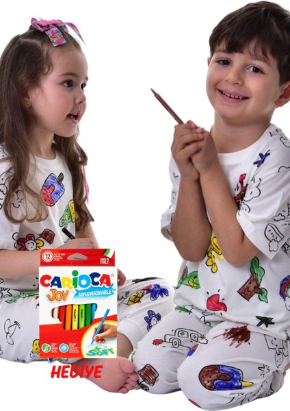 En Sevimli Figürler Özel Kalemi ile Boyanabilir Çocuk Pijama Takımı ( 12'li Kalem Seti Hediye ) fiyatları