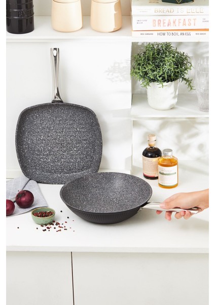 Biogranit Leona Wok Grill Set 28 cm Siyah modelleri