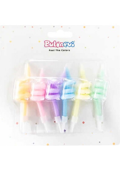 Mum Pastel Makaron Spıral Rengarenk Küçük Pk:6