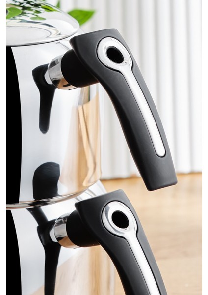 İndüksiyon Tabanlı Midi Çelik Çaydanlık Takımı, şık ve dayanıklı kullanım sağlar modelleri