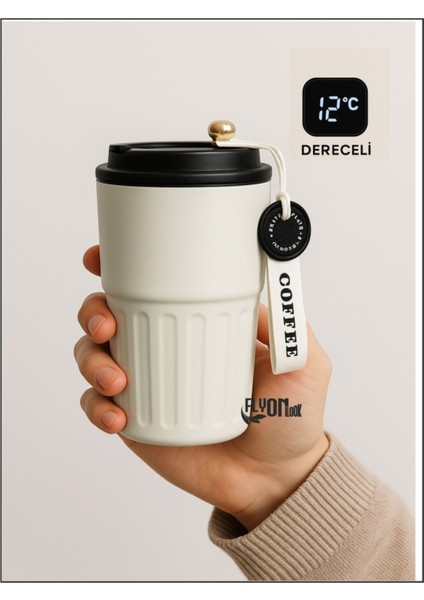 Dijital Led Göstergeli 316 L Palanmaz Çelik 400 Ml Termos Kupa Bardak Çift Yalıtımlı Kahve Fincan