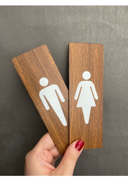 Ceviz Mdf Serisi Wc Kadın&erkek Set Yönlendirme Levhası