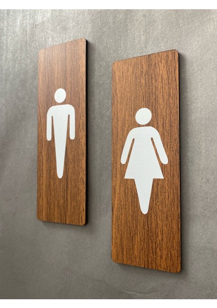 Ceviz Mdf Serisi Wc Kadın&erkek Set Yönlendirme Levhası