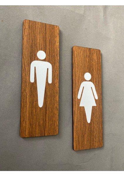 Ceviz Mdf Serisi Wc Kadın&erkek Set Yönlendirme Levhası