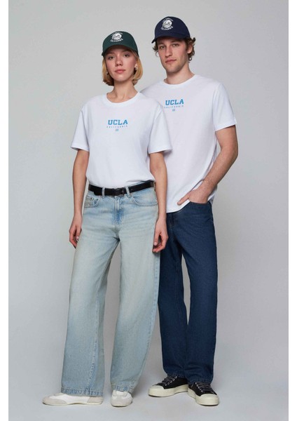 Sherman Beyaz Bisiklet Yaka Baskılı Standard Fit Erkek Tshirt modelleri