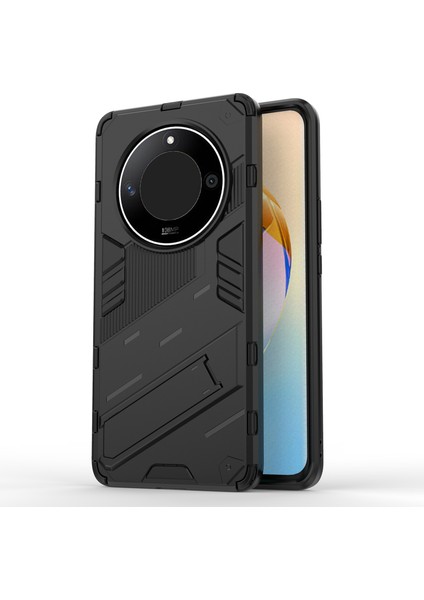 Honor X50/X9B 5g/magic6 Lite 5g Pc+Tpu Darbeye Dayanıklı Telefon Kılıfı Gizli Destek Arka Kapağı-Siyah (Yurt Dışından)
