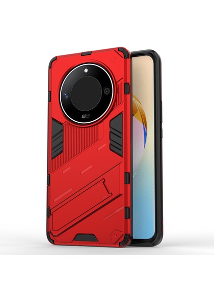Honor X50/X9B 5g/magic6 Lite 5g Pc+Tpu Darbeye Dayanıklı Telefon Kılıfı Gizli Destekli Arka Kapak-Kırmızı (Yurt Dışından)