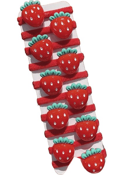 Saç Aksesuarları Olarak Günlük Kullanım Için Uygun Tatlı ve Sevimli Elastik Bantlara Sahip 10 Kırmızı Çilek Saç Halkası: 10 Adet (Yurt Dışından)