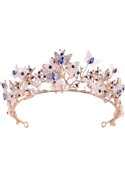 Diezi 10 Renk Tatlı Sevimli Kristal Inci Taç Kadınlar Için Saç Aksesuarları Zarif Gelin Tiaras Diadem Headbandsmetal Renk: Altın Mavi (Yurt Dışından)