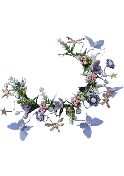 Renkli Sen Departmanı Xianmei Çiçek Kraliyet Kraliyet Kız Çiçek Kız Çiçek Ring Saç Band El Yapımı Dans Hmetal Renk: FG-0083-A (Yurt Dışından)