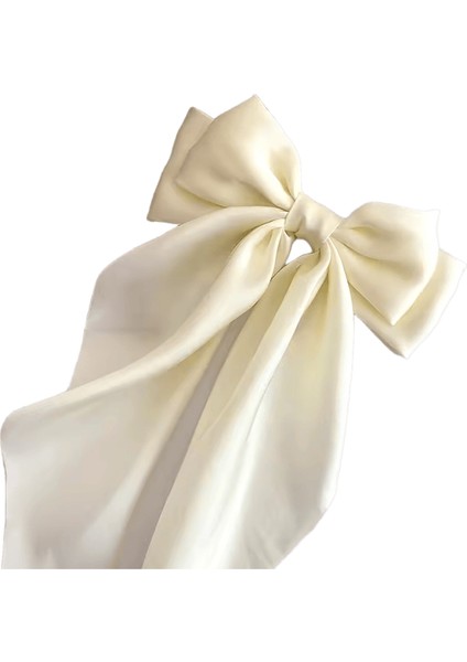 Zarif Katı Büyük Yay Şerit Saç Klip Kadınlar Için Kız Tatlı Saç Bantları Yumuşak Saten Toka Saç Kavrama Moda Saç Aksesuarları Renk:bej (Yurt Dışından)