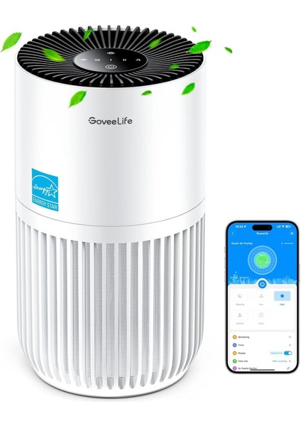 Mini Yatak Odası Hava Temizleyici,alexa Uygulama Kontrolü ile Hepa Filtreli