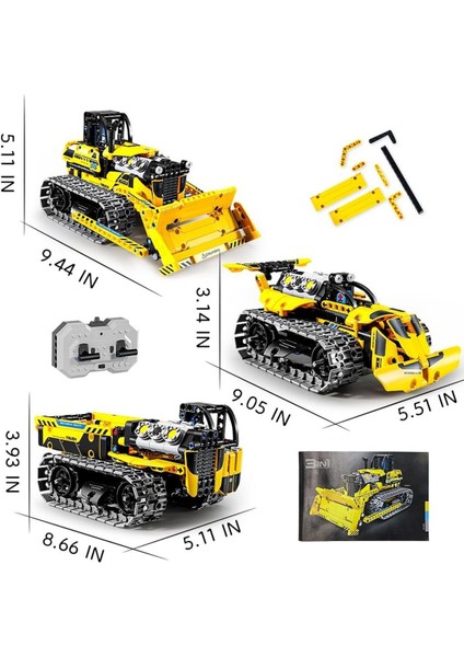 3'ü 1 Arada Teknoloji Buldozer, Rc Damperli Kamyon ve Şantiye Arabası ,452 Parça Inşaat Oyuncağı fiyatları