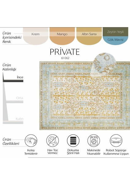 Private Sarı Halı Eskitme Şönil Halı Etnik Desen Çiçekli Otantik Yıkanabilir salon halısı fiyatları