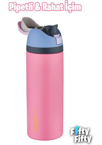 1000 ml Tek Kapak Çift Kullanım Pipetli/pipetsiz Taşıma Kulplu Çelik Termos -FFVGN045ML10003RENK