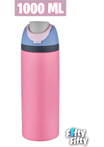 1000 ml Tek Kapak Çift Kullanım Pipetli/pipetsiz Taşıma Kulplu Çelik Termos -FFVGN045ML10003RENK